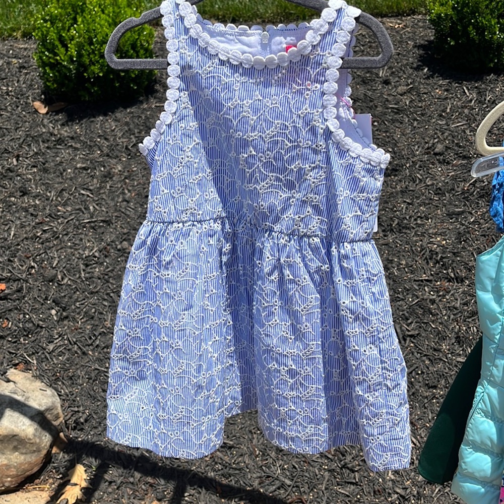 Blue embroidered seersucker Lilly Pulitzer dress